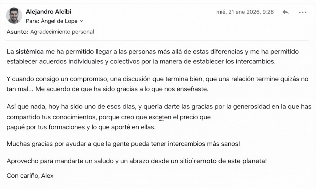 Testimonio Alex alumno sistémica Angel de Lope
